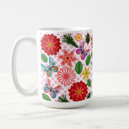 Taza De Café Jardín de Mariposas Florales Modernas de Primavera