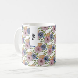 Taza De Café Jardín de primavera acuarela azul