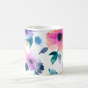 Taza De Café Jardín de primavera vintage floral acuarela