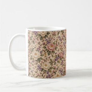 Taza De Café Jardín de rosas botánicas vintage y patrón de mari
