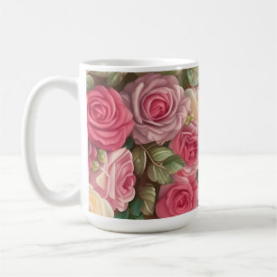 Taza De Café Jardín de Rosas de Victoria - Flores rosadas paste