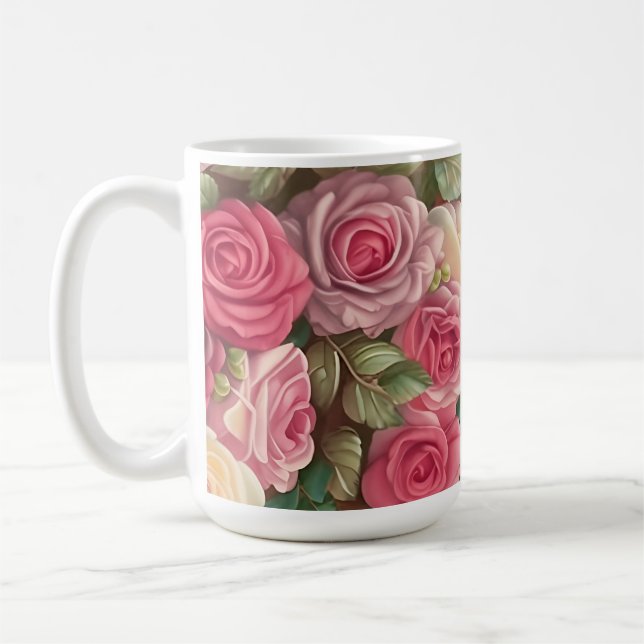 Taza De Café Jardín de Rosas de Victoria - Flores rosadas paste (Izquierda)