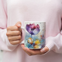 Taza De Café Jardín Dreamscape: Flores acuáticas abstractas