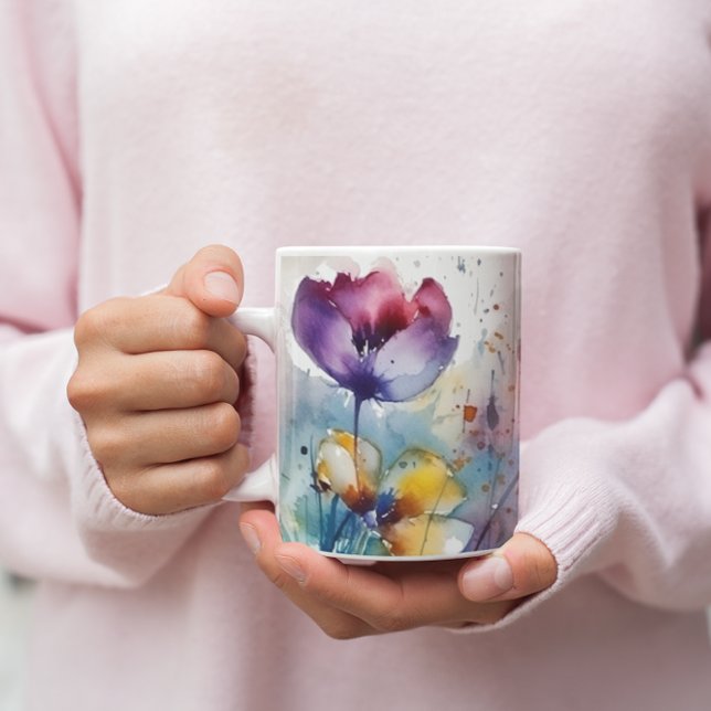 Taza De Café Jardín Dreamscape: Flores acuáticas abstractas (Subido por el creador)