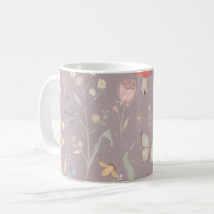 Taza De Café Jardín Encantado Flor Silvestre Mariposa Caprichos