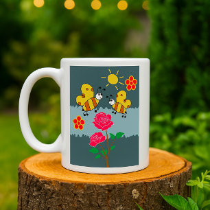 Taza De Café Jardín floral de abejas y Rosas