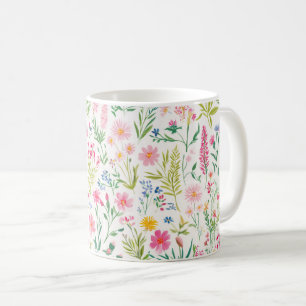Taza De Café Jardín floral de flores silvestres de primavera