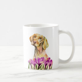Taza De Café Jardín floral del perro el | Vizsla de la acuarela