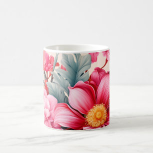 Taza De Café Jardín floral tropical rosa exótico