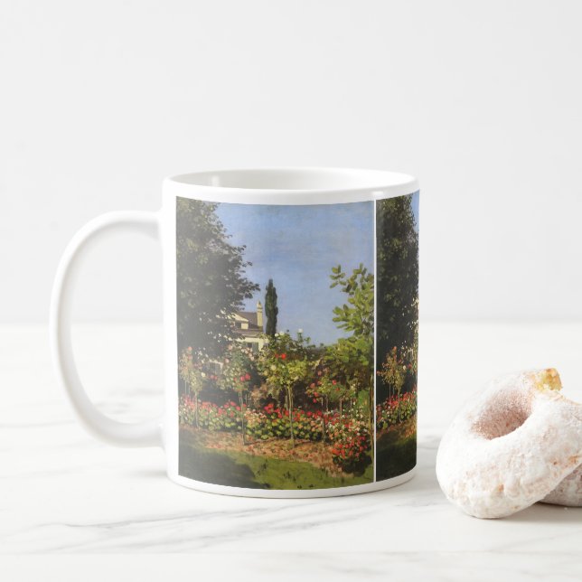 Taza De Café Jardín florido en Sainte Adresse por Claude Monet (Con donut)