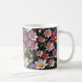 Taza De Café Jardín florido rosa y blanco