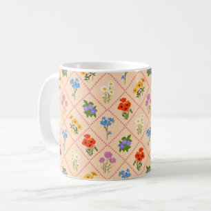 Taza De Café Jardín Harlequin de flores silvestres