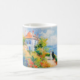 Taza De Café Jardín Impresionista junto al Mar – Flores Costera