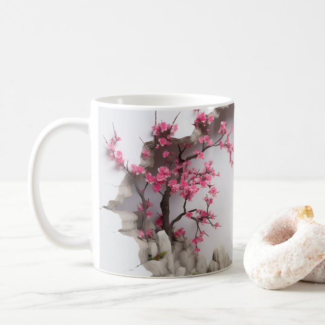 Taza De Café Jardín japonés tranquilo 3D Mug (Con donut)