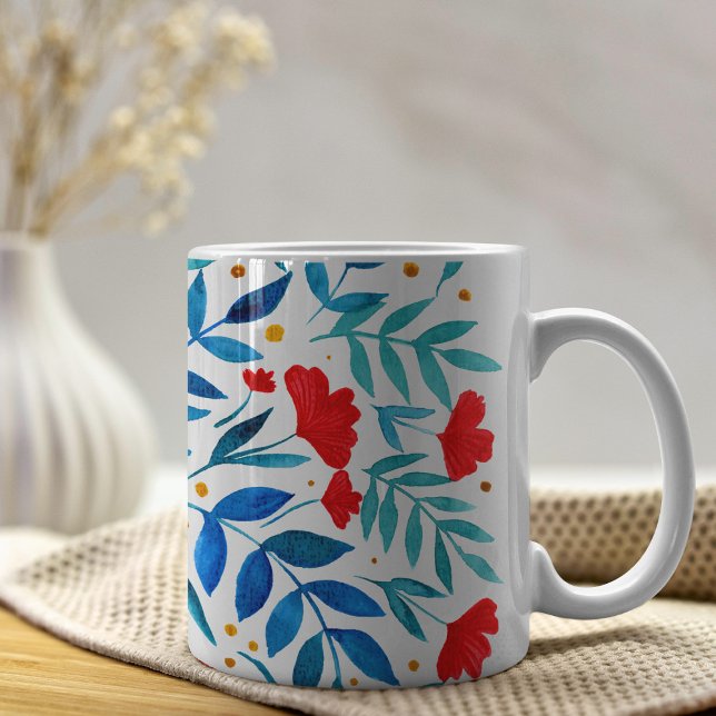 Taza De Café Jardín mágico - rojo y turquesa (Subido por el creador)