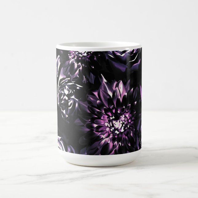 Taza De Café Jardín Oscuro Tejiendo Flores De Glam Púrpura (Centro)