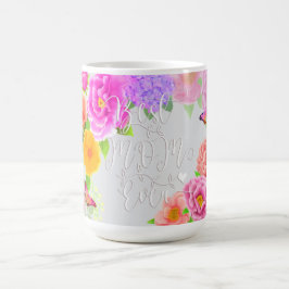 Taza De Café Jardín Romántico de Peonías Mejor Mamá Gris