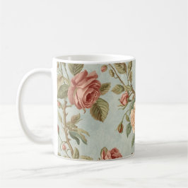 Taza De Café Jardín Romántico de Rosas Antiguas
