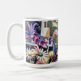 Taza De Café Jardín Surreal - Diseño de Ilustracion floral 1