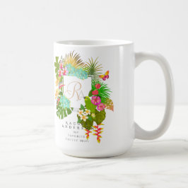 Taza De Café Jardín tropical Monograma Blanco