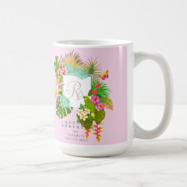 Taza De Café Jardín tropical Monograma rosa