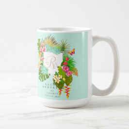 Taza De Café Jardín tropical Monograma Verde