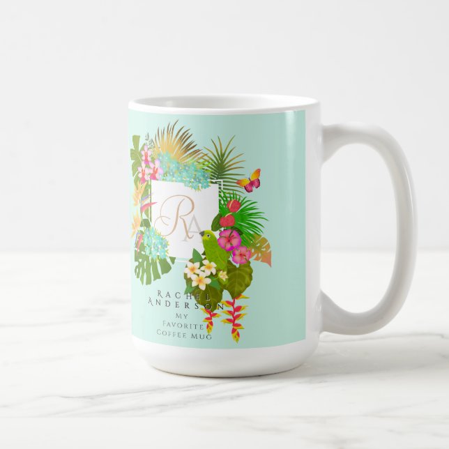 Taza De Café Jardín tropical Monograma Verde (Derecha)