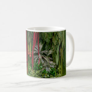 Taza De Café Jardín Vertical Tropical Patrón de Musgo y Hojas