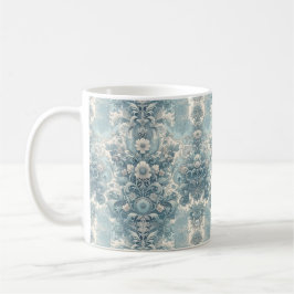 Taza De Café Jardín victoriano en azul | Barroco floral vintage