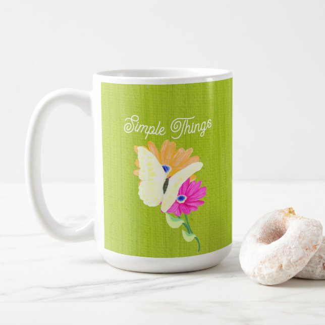 Taza De Café Jardín y Mariposas 'Cosas Simples' (Con donut)