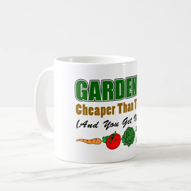 Taza De Café Jardinería más barata que terapia divertida (Anverso izquierdo)