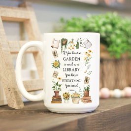 Taza De Café Jardinería y biblioteca citan girasol y hierbas