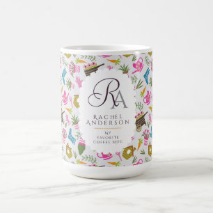 Taza De Café Jardinero Monograma Gris