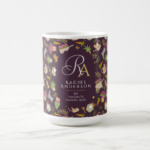 Taza De Café Jardinero Monograma Marrón