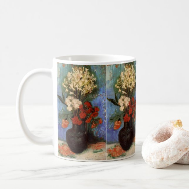 Taza De Café Jarrón con Claveles de Vincent van Gogh (Con donut)