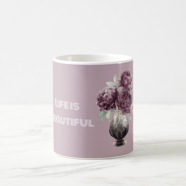 Taza De Café Jarrón con Flores Moradas Bonitas (Centro)