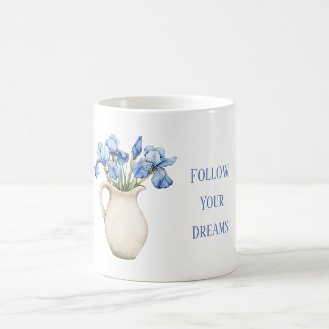 Taza De Café Jarrón de Crema Flores de Iris Púrpura (Centro)