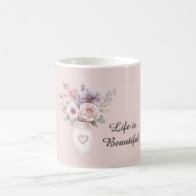 Taza De Café Jarrón de flores púrpura rosa (Centro)