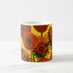 Taza De Café Jarrón de Naturaleza Muerta con 15 Girasoles Vince