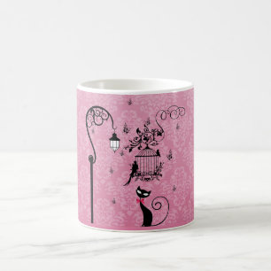 Taza De Café Jaula de pájaros femenina elegante hermosa del