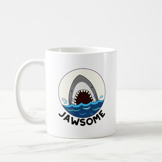 Taza De Café Jawsome Funny Shark Teeth Pun (Izquierda)