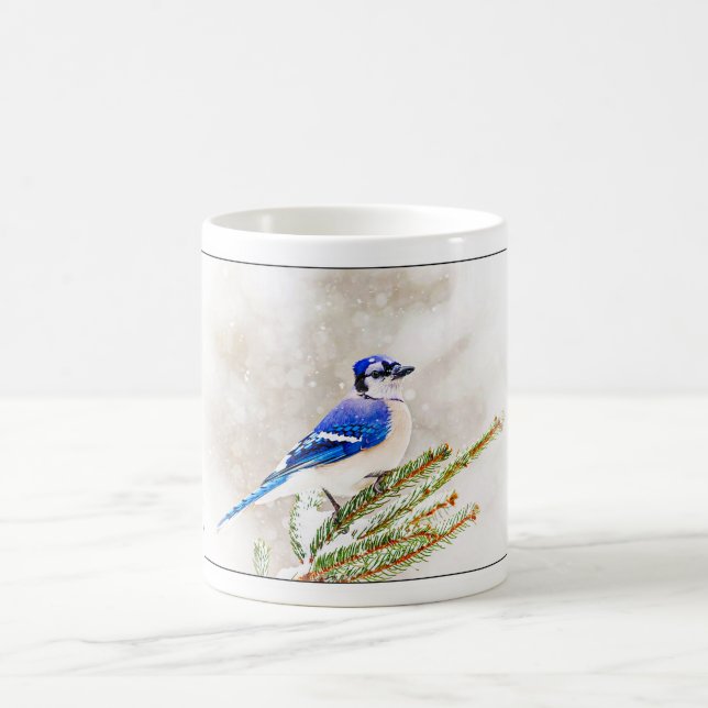 Taza De Café Jay azul en invierno (Centro)