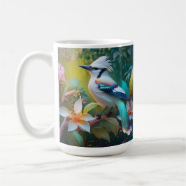 Taza De Café Jay Crested Verde azulada Winged