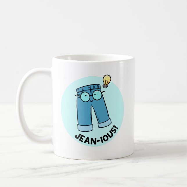 Taza De Café Jean-ious Denim Pants Pun Mug (Izquierda)