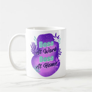 Taza De Café Jefa en el trabajo, jefa en casa Camiseta para mam