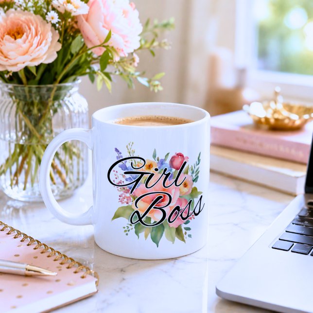 Taza De Café Jefa floral acuarela (Subido por el creador)
