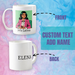 Taza De Café Jefa Latina Pop Art Custom Name