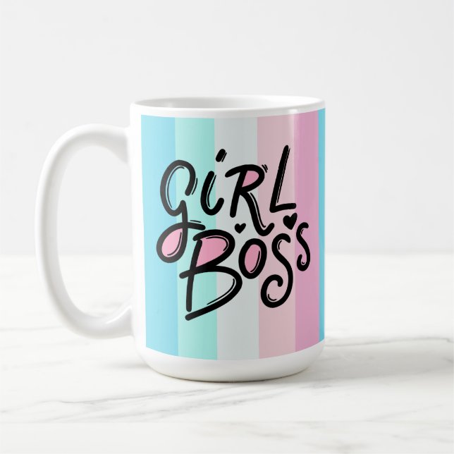 Taza De Café JEFE CHICA Pastel moderno | Tipografía retro (Izquierda)