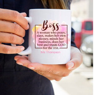 Taza De Café Jefe cristiano personalizado cita café tazón