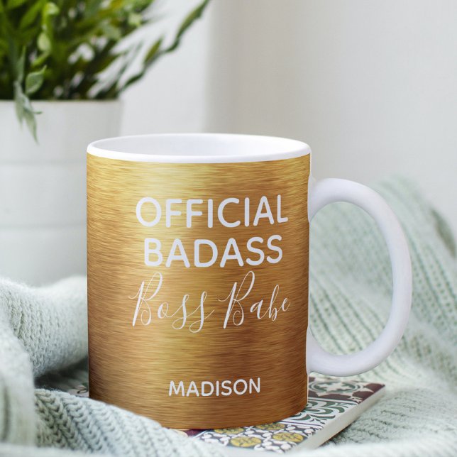 Taza De Café Jefe de Badass oficial Babe Metallic Gold Name (Subido por el creador)